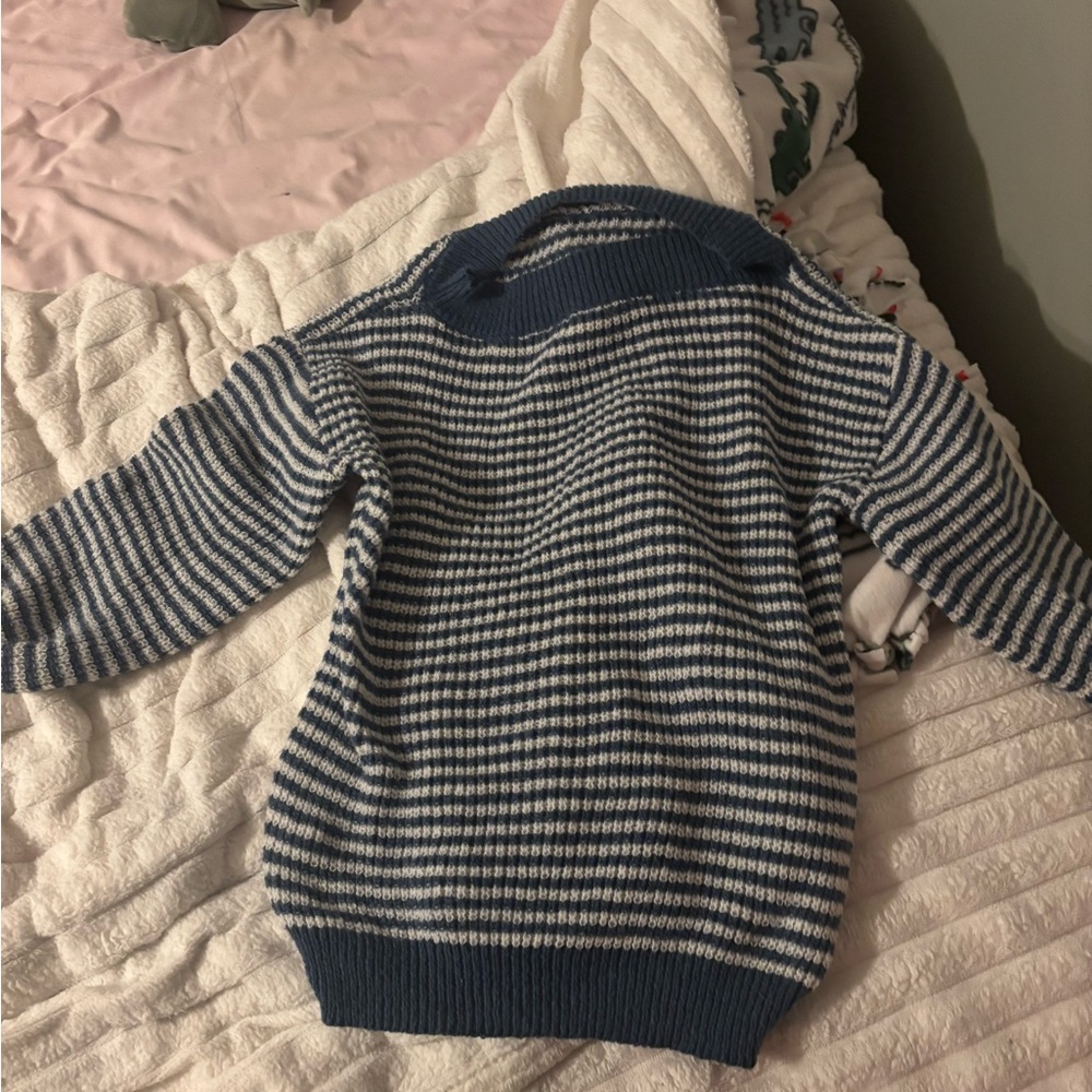 SHEIN Blue and White Striped Sweater